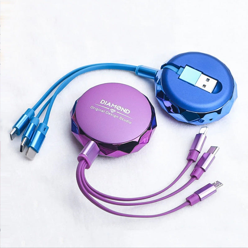 One For Three Data Cables Fast Charging Three In One Retractable Cable