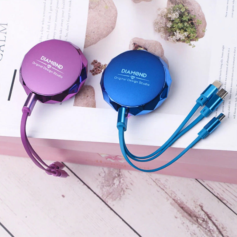 One For Three Data Cables Fast Charging Three In One Retractable Cable