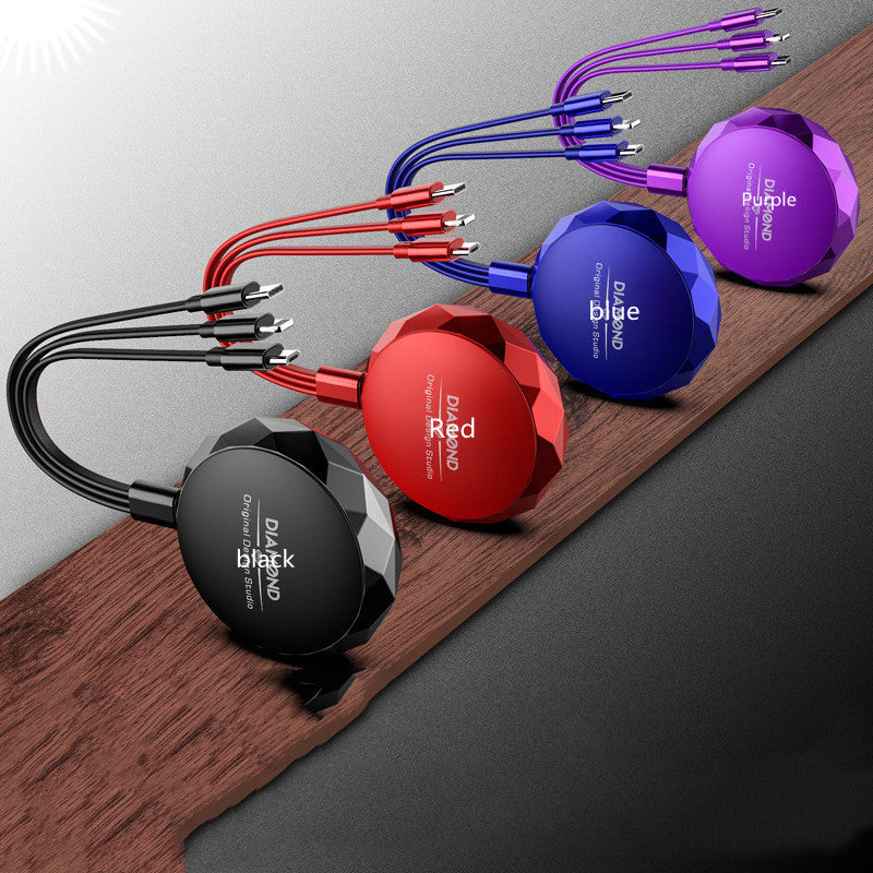 One For Three Data Cables Fast Charging Three In One Retractable Cable